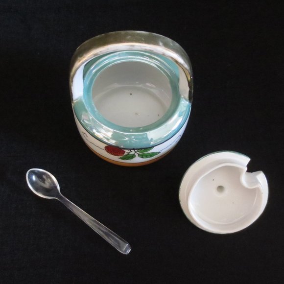 Naro Lidded Basket Jam Pot Vintage Ceramic Made in Japan Circa 40s or 50s - Picture 6 of 9